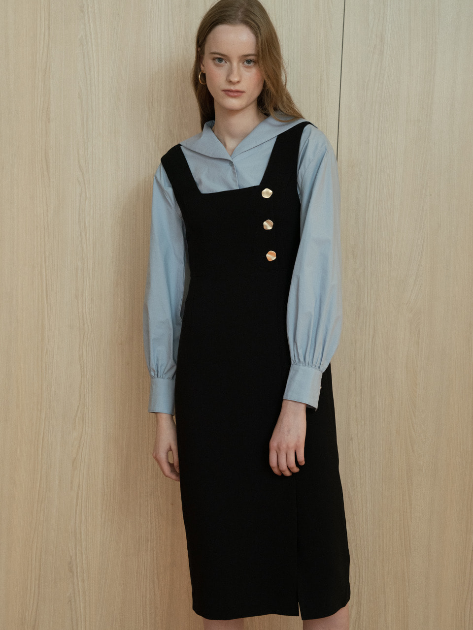 comos&#039;242 button point sleeveless dress (black)