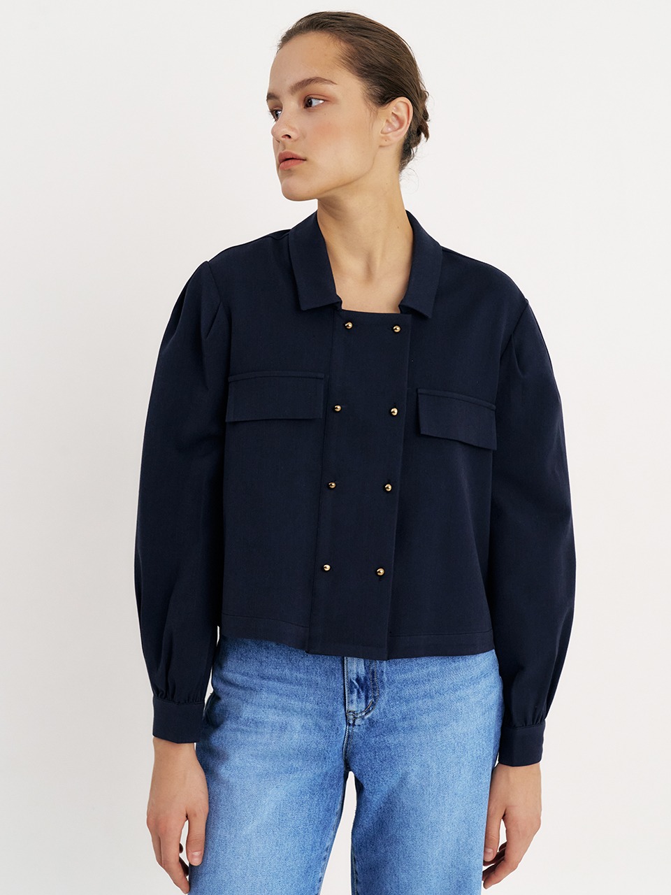 comos&#039;600 Pocket point double cropped shirt (navy)