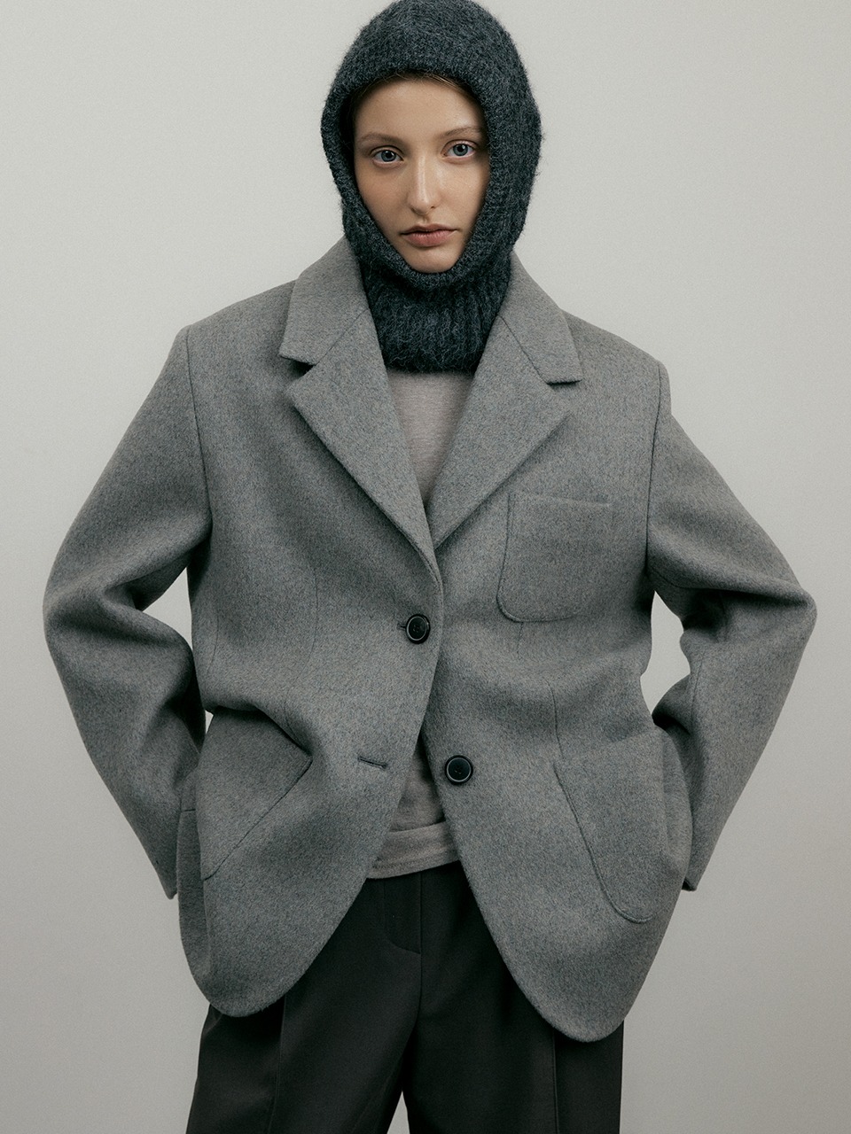 comos 1001 oversized half wool coat (melange)