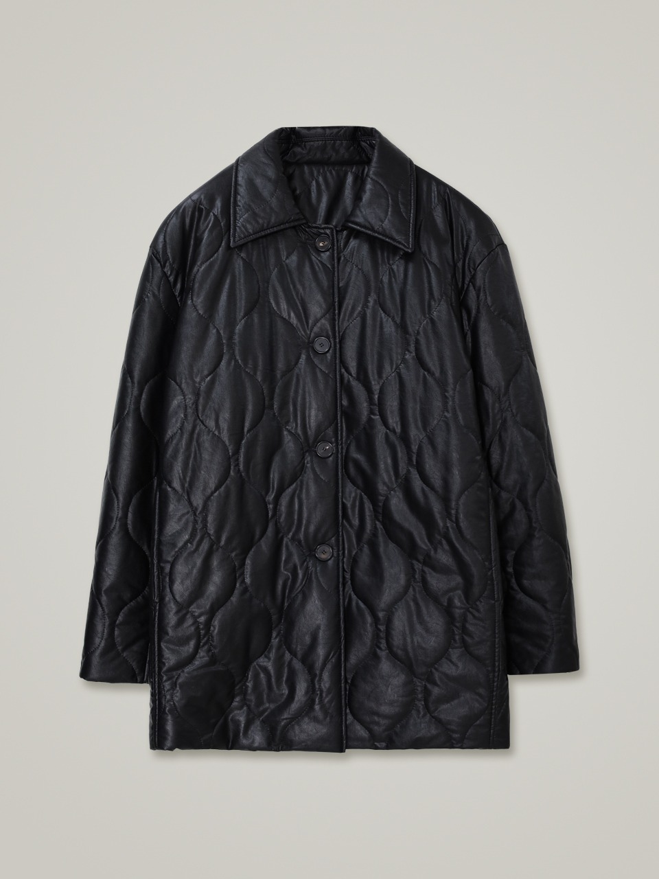 comos 995 leather quilted half jumper (black)