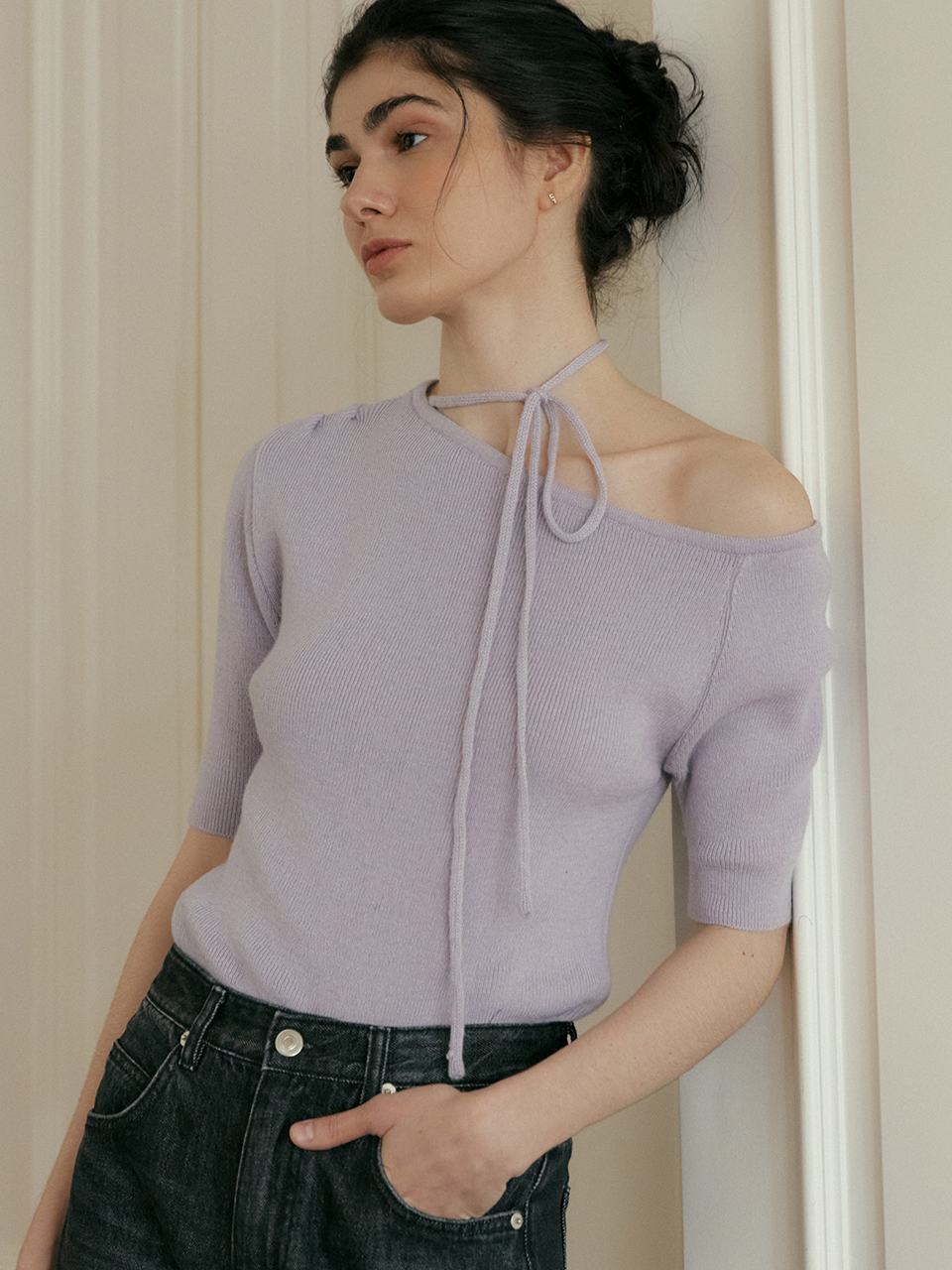 comos 1063 one shoulder strap knit (lilac)